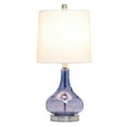 thumbnail image 2 of Elegant Designs 23.25" Modern Timeless Colored Dimpled Glass Endtable Bedside Table Desk Lamp with White Fabric Tapered Drum Shade, Dark Blue, 2 of 5
