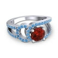 thumbnail image 3 of 2.50 Carat Round Shape Garnet & Blue Topaz Gemstone Classic Ring for Birthday Gift 14K White Gold Size 9.5 by Diamond-Capitals, 3 of 8