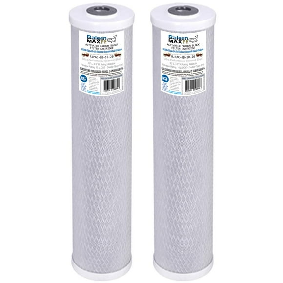 Lot de 2 Baleen Filters 20 Pouces x 4.5 Pouces 10 Microns Cartouche de Filtre à Charbon de Performance de Remplacement pour HDX CB-45-2010, Pentek EPM-20BB