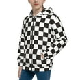 thumbnail image 2 of Naloa Black and White Checkerboard Teenage Zipper Hoodie, Long Sleeve Zip Up Hoodies Casual Jackets Tops for 7-12 Years-Small, 2 of 6