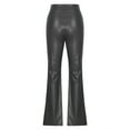 thumbnail image 4 of RYRJJ Women's Faux Leather Flare Bootcut Pants Drawstring Lace-Up High Waist Trousers Elegant Business Work Bell Botom Pants with Pockets(Black,L), 4 of 5