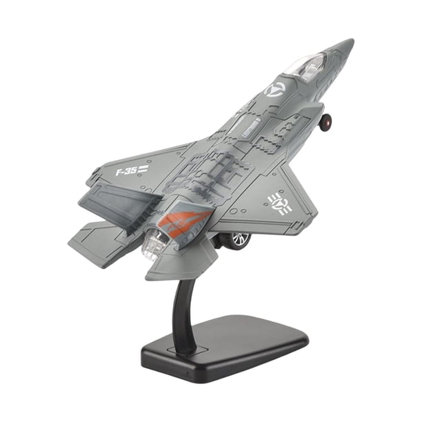 Modelo de avión de combate SU35 a escala 1/100 con base y decoración de mesa. gris