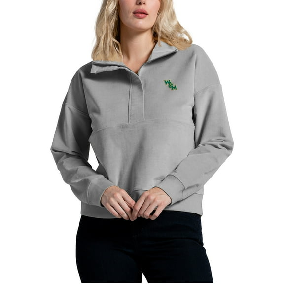 Women's Gray William & Mary Tribe Corduroy Half-Zip Sweatshirt