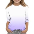 thumbnail image 2 of GaThRRgYP Workout Tops for Women,Womens Summer Tops under $5,Children's Solid Color 3/4 Sleeve Round Neck Tops/shirt Purple#2 150, 2 of 5