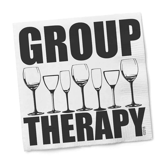 Funny Napkins - GROUP THERAPY - Boutique Cocktail Napkin, 5"X5", Pack Of 20 Napkins For Parties And Entertaining