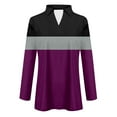thumbnail image 3 of Women's Long Sleeve Polo Shirts V Neck Tunic Tops Dressy Casual Color Block Basic Tees Loose Collar Blouse 2025, 3 of 3