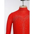 thumbnail image 4 of YONGHS Kids Girls Long Sleeve Rhinestone Jumpsuit Figure Skating Costume Gymnastics Leotard Bodysuit Red 10, 4 of 7