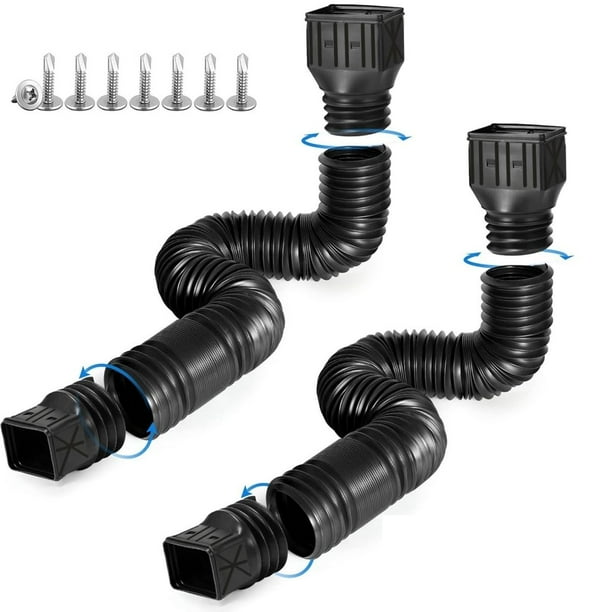 Extensiones flexibles para canaletas de lluvia, paquete de 2 (negras)