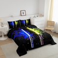 thumbnail image 3 of Erosebridal Galaxy Lightsaber Bedding Sets with Comforter, Blue Orange Duvet Insert, Watercolor Print Decor, Reversible, 3 of 7