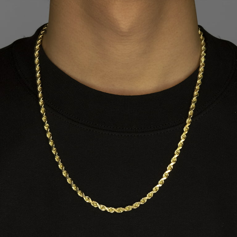 10K Yellow Gold Solid Diamond Cut Rope Chain Necklace (5mm, 24 inch), adult Unisex, Grey Type