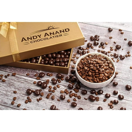 Andy Anand’s California Dark Chocolate Covered Espresso Coffee Beans 1 lbs & Handwritten Greeting Card for Birthday, Christmas Food Gift Basket, Thanksgiving, Fathers Day, For Birthday,