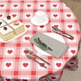 thumbnail image 5 of Valentine''s Day Tablecloth Round Red Love Heart Table Cloths 60 Inch Watercolor Buffalo Check Plaid Table Covers for Anniversary Wedding Kitchen Party Dinner Decoration, 5 of 6