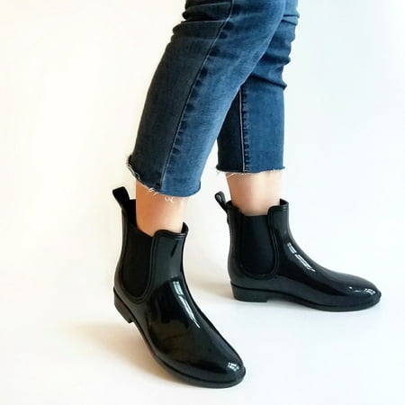 Women's Short Rain Boots Waterproof Anti Slip PVC Ladies Ankle Chelsea