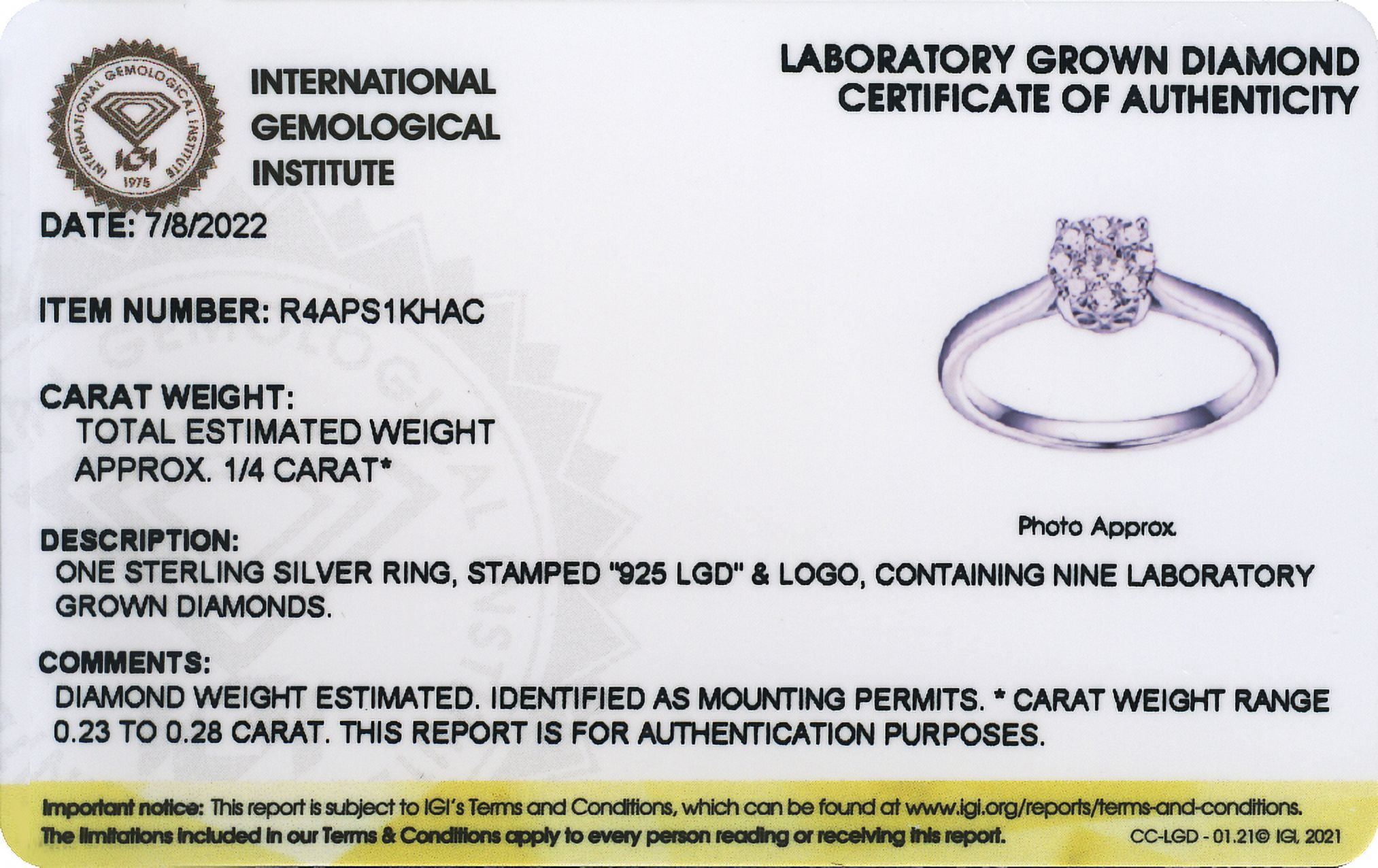Forever Facets 1/4 CT TW Lab Grown Diamond Ring in Platinum over Sterling Silver, Adult Female
