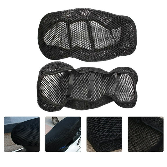 NIYANGLE 2Pcs Black Polyester Fabric Motorcycle Seat Protective Cover Universal Motorbike Seat Covers