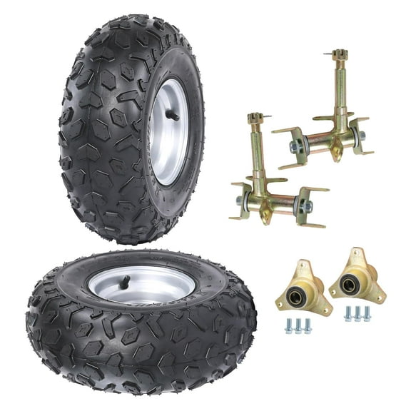 2PCS 6" Go Kart Tires Wheels 145/70-6 Tubeless Tire on Rim 3 Stud w/Disc Brake Front Steering Knuckle Wheels Hubs for Go Kart ATV Quad Buggy Mini Bike 4 Wheelers Drift Trike Electric Bike