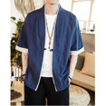 thumbnail image 2 of CHOK Fashion Casual Man Shirts Men‘s Linen Japanese Kimono One Button Cardigan Jacket Ancient Style, 2 of 5