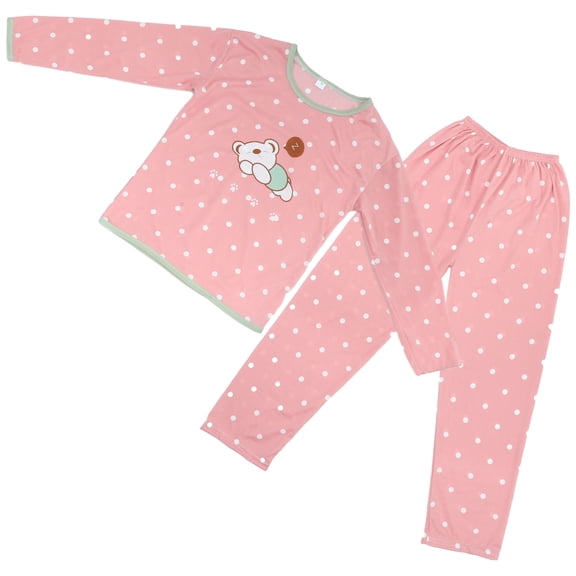 Worgeous Cartoon Long Sleeve Pajamas Set Autumn Nightwear Cotton Loungewear Homewear Suit for Women Size (Sleeping Bear)
