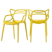 Mod Made Mid Century Modern Molded Plastic Loop Dining Side Chair- Set of 2-Color:Yellow
