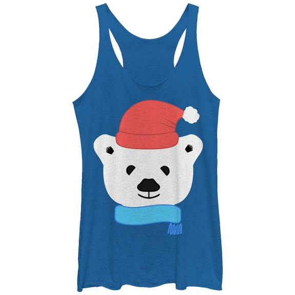 Women's Lost Gods Christmas Polar Bear  Racerback Tank Top Royal Blue Heather Medium