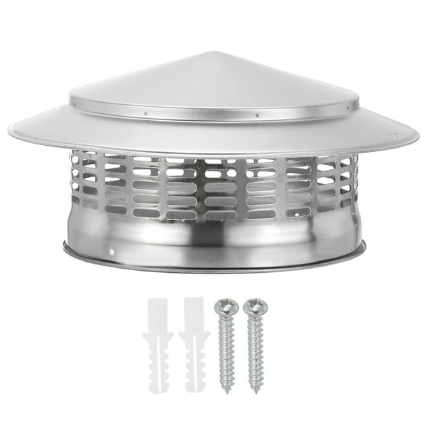 Tapa de chimenea Uxcell de 8", tapa redonda de acero inoxidable 304, capucha de ventilación de techo para tubo de estufa de chimenea