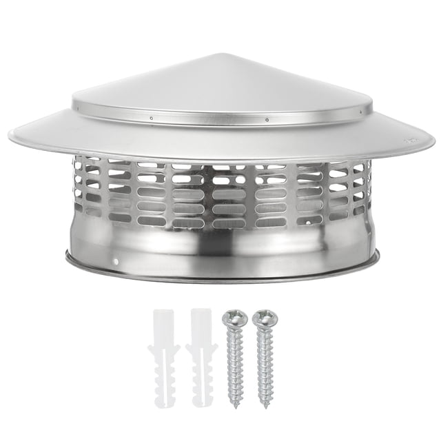 Uxcell Bouchon de Cheminée 8 Pouces, Capuchon de Couverture de Cheminée Rond en Acier Inoxydable 304 Écran de Toit pour Cheminée Poêle Tuyau