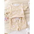 thumbnail image 3 of Gupgi 0-3Y Toddler Girl 2 Pcs Set Short Sleeve Daisy Print Tops Shorts Infant Baby Summer Clothes Outfits, 3 of 9
