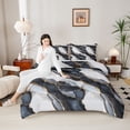 thumbnail image 4 of Homewish Modern Fashion Marble Full Size Comforter Sets, Grey Navy Marbling Abstract Bedding Comforter Set, Teens Adult Men Female Reversible Bedding Sets, Luxury Bedroom Decor, 3 Pieces, 4 of 8