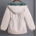 thumbnail image 3 of Lovskoo Womens Winter Coats Parka Quilted Jacket Thick Warm Fleece Lined Solid Color Long Sleeve Coat Hoodies Jacket Outwear Cotton Padded Outerwear Beige, 3 of 6