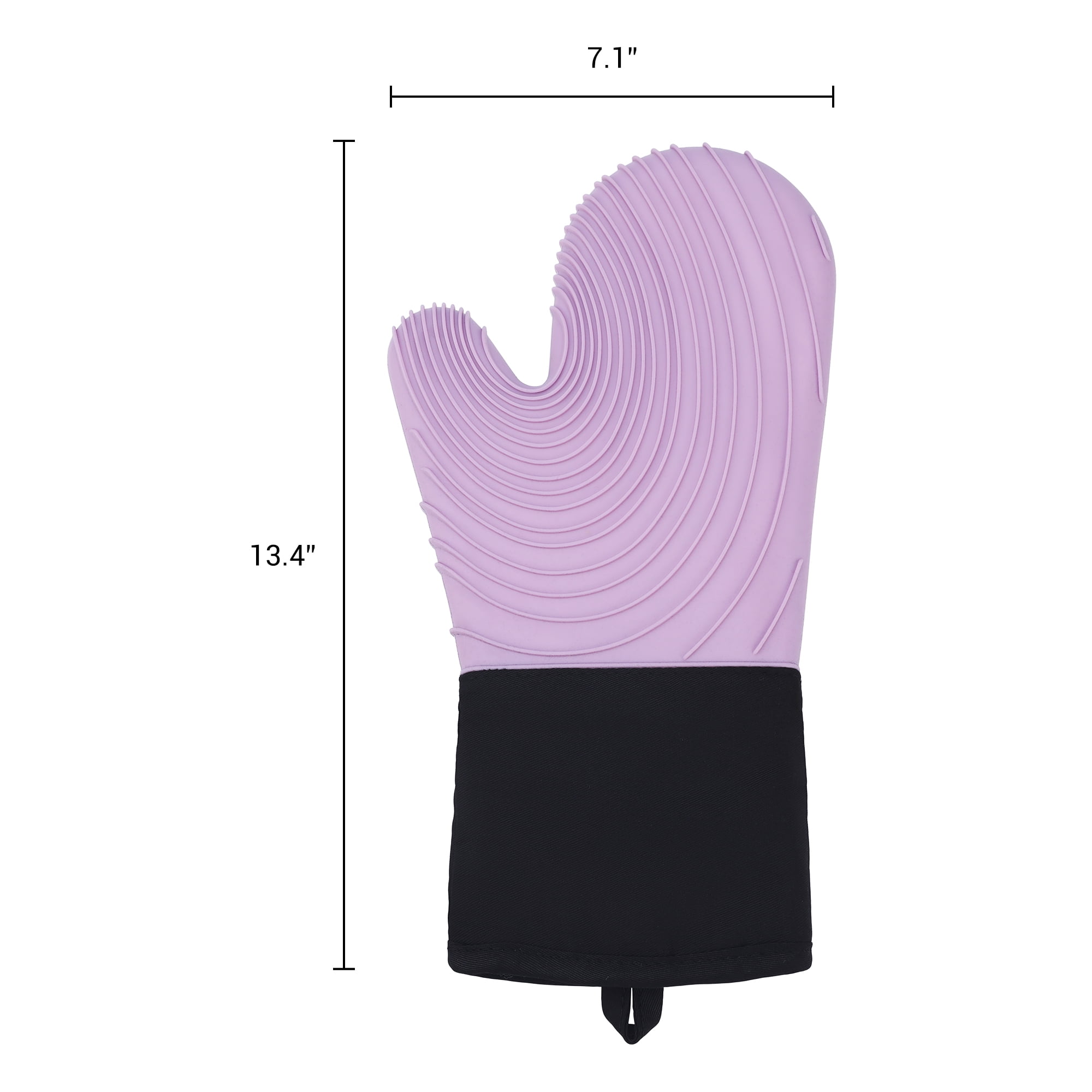 Unique Bargains Cotton Oven Mitts Heat-Resistant Cooking Gloves Purple 13.4x7.1inch