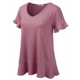 thumbnail image 2 of Doublju Women's Short Sleeves Flare Tunic Tops for Leggings Flowy Shirt with Plus Size, 2 of 4