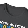 thumbnail image 3 of Trisomy 21 Down's Syndrome Ribbon Rockin' Extra Chromosome Unisex T-Shirt, 3 of 4