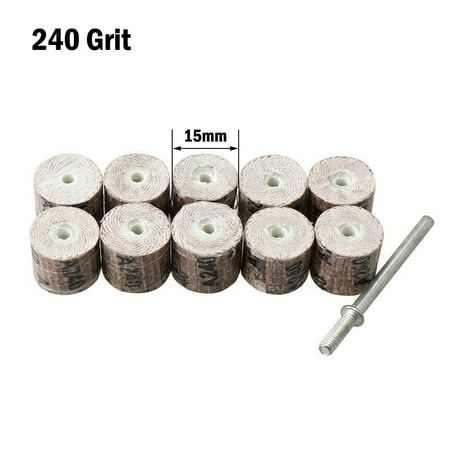 

BAMILL 10pcs 15mm Flap Wheel Disc with Mandrel Rotary Tool Abrasive Sandpaper Polishing