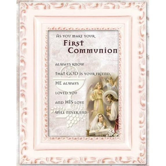 1st Communion Prayer Girl Ivory Inspirational Cottage Garden Tiny Frame with Easel and Magnet
