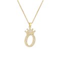 thumbnail image 1 of Collar con colgante de letra inglesa y corona de circonitas en color oro real bañado en cobre para mujer, 1 of 1