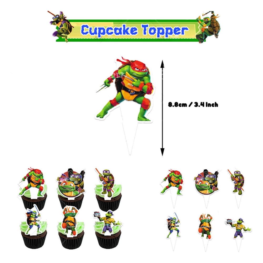 48 Pcs Ninja Turtles Birthday Party Decorations, Cartoon Turtles Theme Party  Supplies Set Include Happy Birthday Banners, Cake Topper, Cupcake Toppers,  Balloons for Kids Teenage 