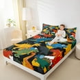thumbnail image 4 of jejeloiu Vintage Dinosaur Twin Sheet Sets,Wild Animal Twin Fitted Sheet,Colorful Dino Flat Sheet For Boys Kids,Microfiber Bedroom Decor,3pcs, 4 of 7
