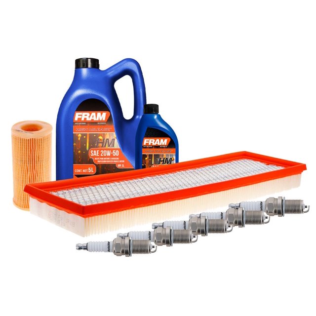 Kit De Afinación Con Aceite 20W50 Mineral, Bujías Cobre, Filtro De Aire Y Filtro De Aceite 9 Piezas Compatible con Volkswagen Golf L5 2.5L DE 2010 A 2014