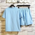 thumbnail image 6 of ZUKMRJPC Mens Short Sets 2 Piece Outfits V Neck Button Up T-Shirts and Shorts Solid Color Casual Lightweight Summer Tracksuit Sets, 6 of 7