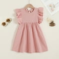 thumbnail image 5 of Younger Tree Baby Girls Casual Dress Kid Cotton Linen Ruffle Sleeveless Solid Party Dresses Clothes for 3-4T, 5 of 8