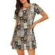 thumbnail image 1 of Fotbe Cartoon Bear Bata de Dormir para Mujer con Estampado, Camisón de Algodón de Manga Corta, Ropa de Dormir Casual, 1 of 6