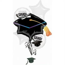 PMU Graduation "Congrats Grad" White Foil Balloon Bouquet Pkg/5