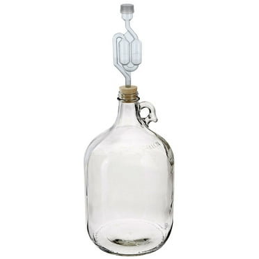 1 Gallon Glass Wine Fermenter-INCLUDES Rubber Stopper and Twin Bubble Airlock