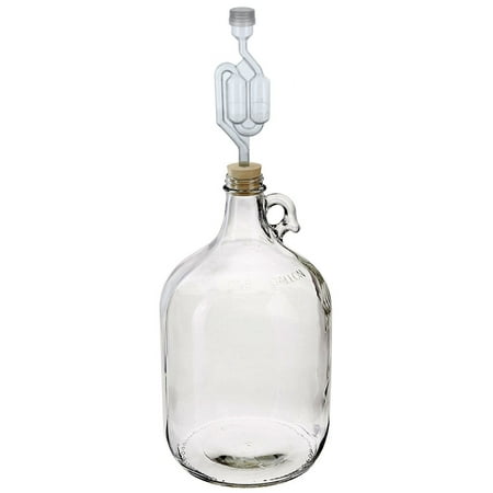 1 Gallon Glass Wine Fermenter-INCLUDES Rubber Stopper and Twin Bubble Airlock