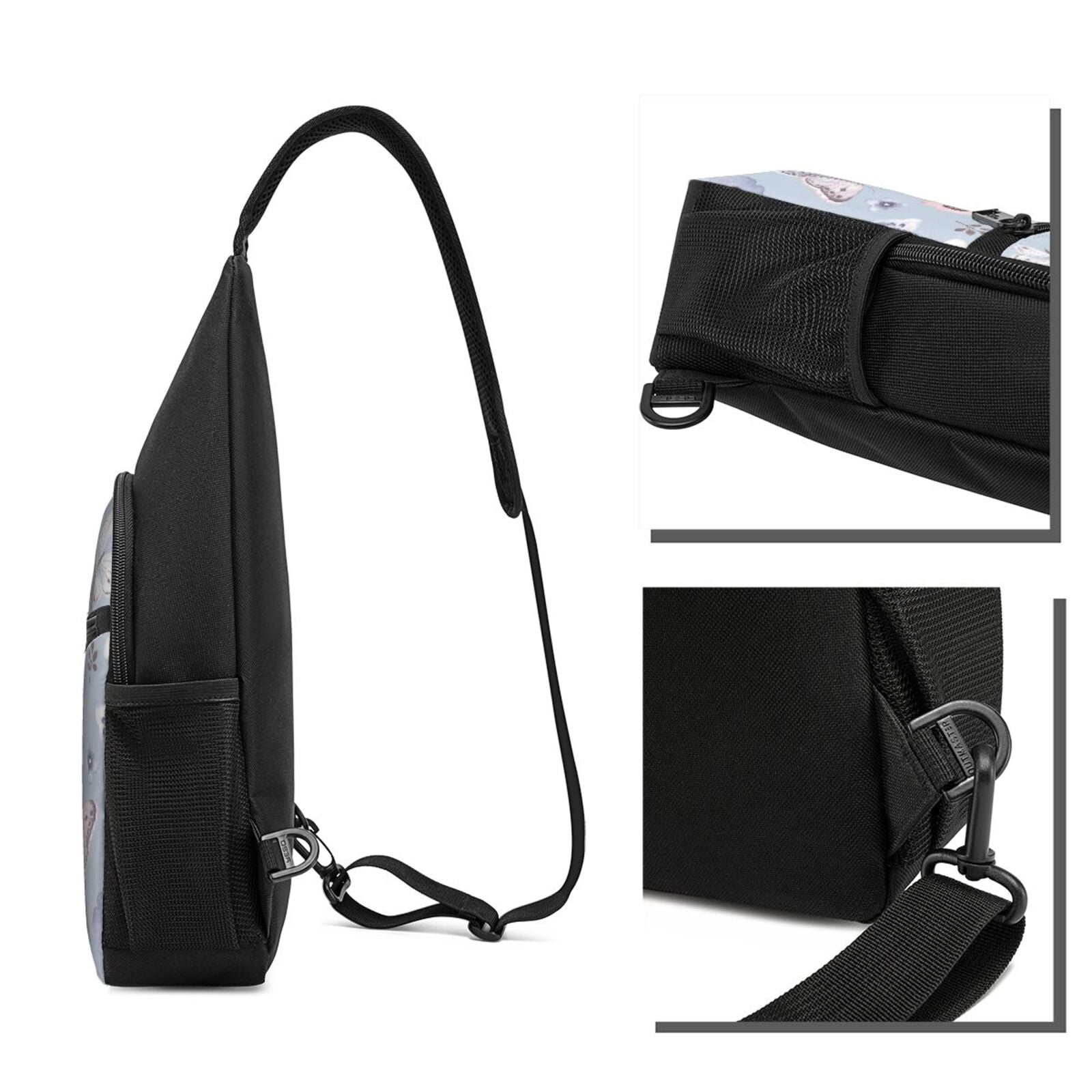 Xecao's Blue Butterfly Print Sling Bag: A Versatile Chest, Shoulder, and Crossbody Backpack for Casual Days Out, Perfect for Both Men and Women