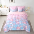 thumbnail image 2 of Castle Fairy Cartoon Pink Axolotl 7-Piece Bedding Comforter Set for Girls,Cherry Blossom King Bedding Sets,Gradient Pink Blue Ultra Soft Bed Sheets,Ultra Soft Home Decor, 2 of 8