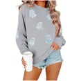thumbnail image 2 of XSMGTUI Halloween Women's Sweatshirt Fall Ghost Fall Pumpkin Long Sleeve Casual Witch Bat Oversized Pullover Soft Comfortable Shirts Cute Vintage Graphic Top, 2 of 6