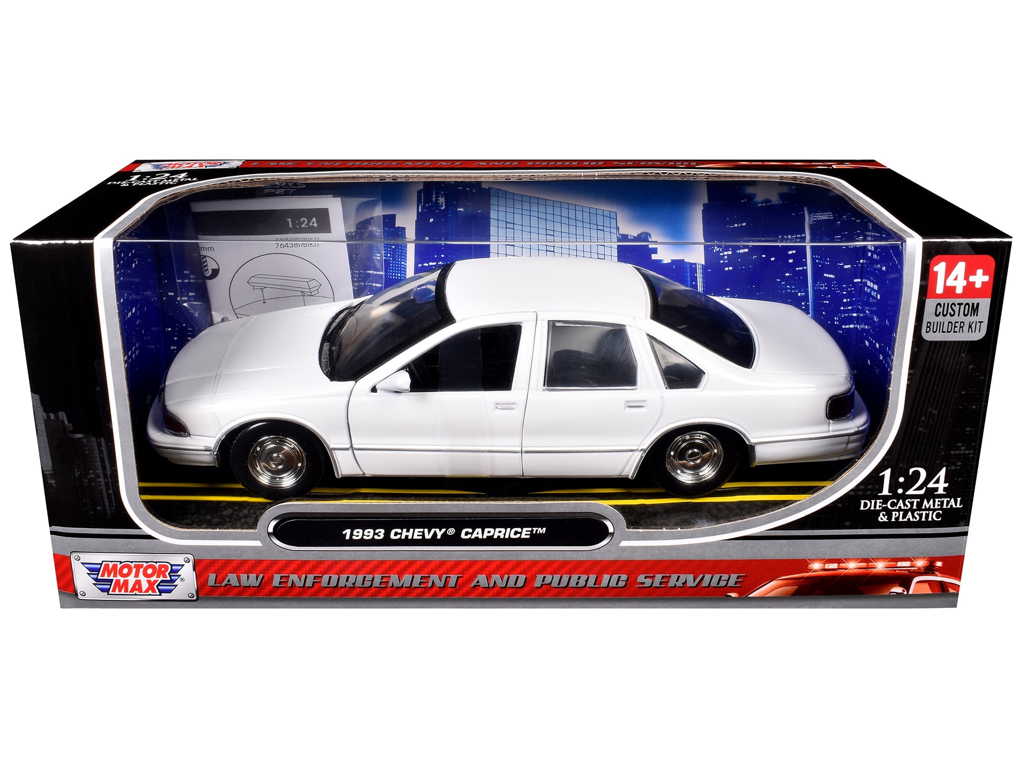 1993 Chevrolet Caprice Police Car Unmarked White "Custom Builder's Kit" Series 1/24 Diecast Model Car by Motormax
