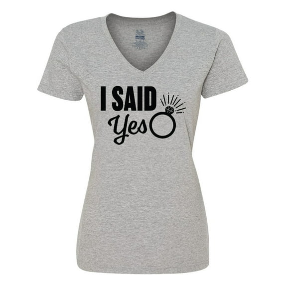 Inktastic I Said Yes with Engagement Ring Women's V-Neck T-Shirt