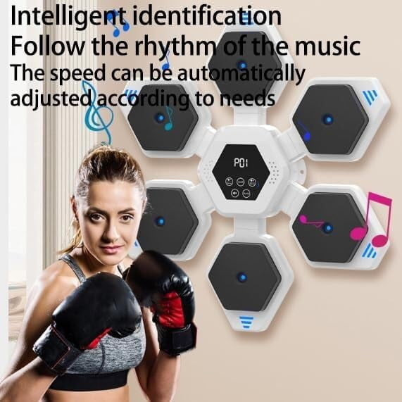 RKXQT Music Boxing Machine, Intelligent Boxing Machine with Gloves, Supports Bluetooth, Retractable Boxing Target, Smart Bluetooth Boxing Pad Wall Mounted, Boxing Training Machine for Home, Gy